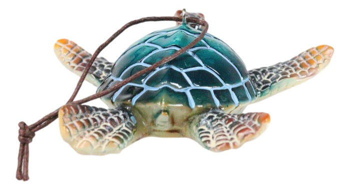 Ebros Gift Set Of 4 Nautical Blue Sea Turtles Ocean Marine Wall Hanger Decor Tree Ornaments
