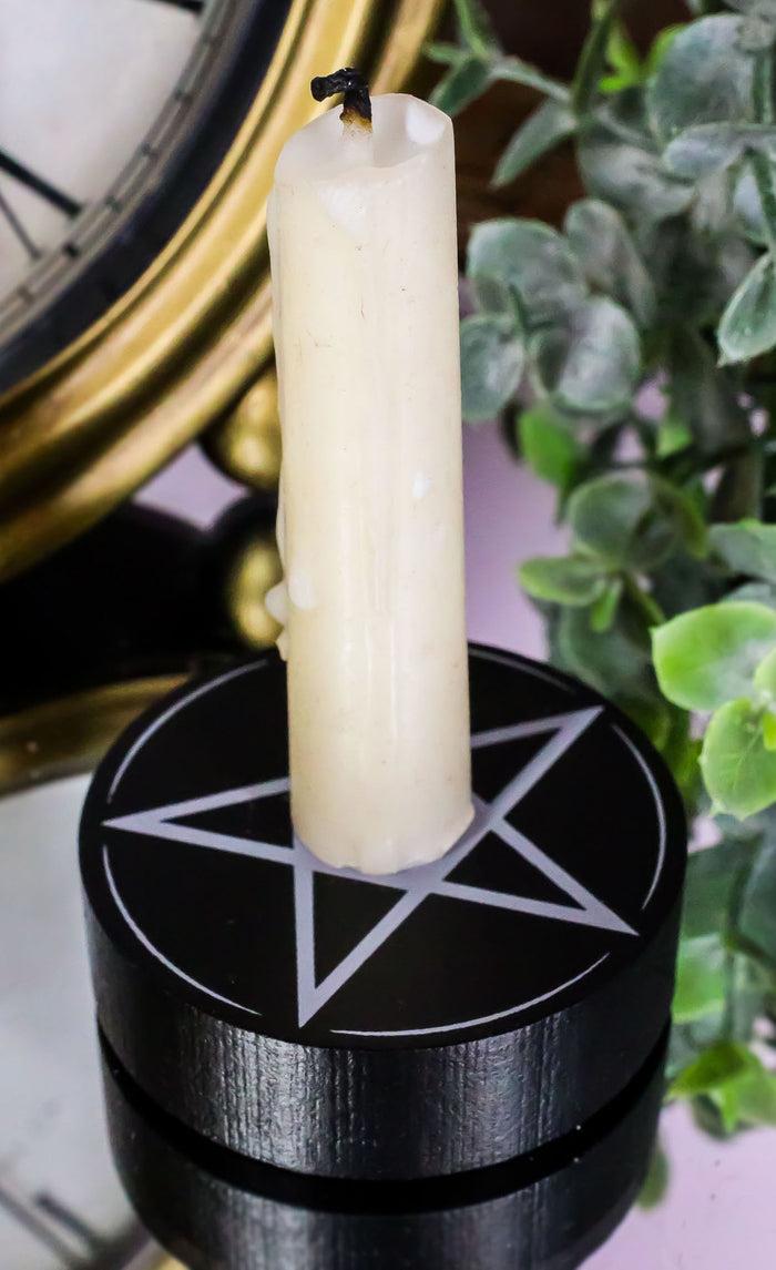 ebros gift Set Of 4 Occult Wicca Witchcraft Pentagram Star Circle Spell Candle Holders