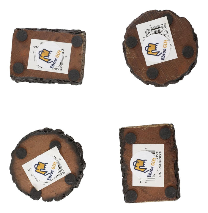 Ebros Gift Set Of 4 Rustic Western Wooden Craft Chip Slices Cowboy Horses Horseshoe Stars
