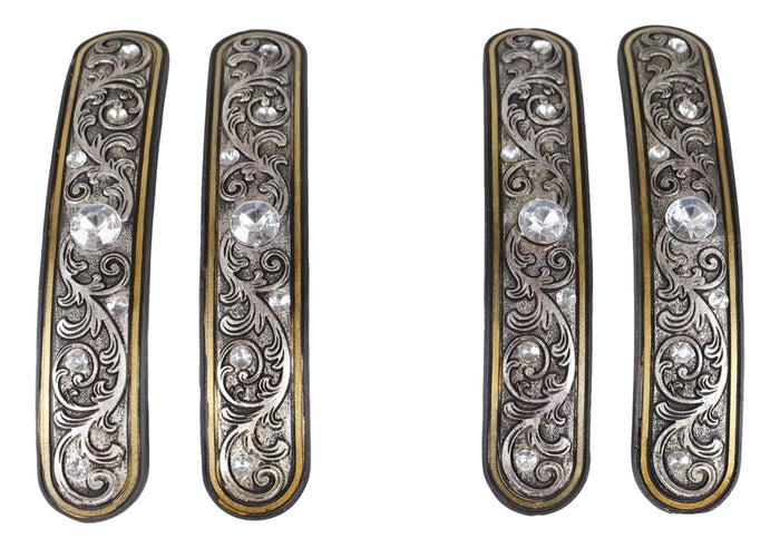 Ebros Gift Set Of 4 Western Floral Filigree Lace Silver Bling Drawer Cabinet Bar Pulls