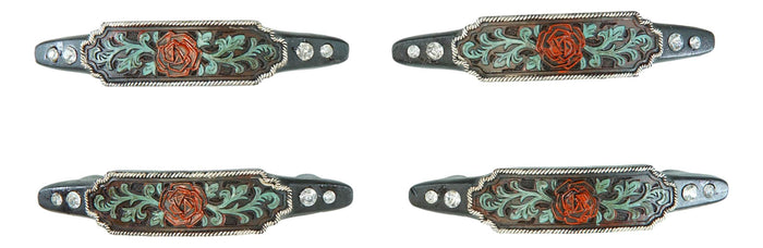 Ebros Gift Set Of 4 Western Red Rose With Vines Scroll Lace Drawer Cabinet Bar Pulls 6"L