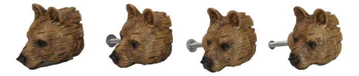 Ebros Gift Set Of 4 Western Rustic Forest Black Bear Faux Wooden Cabinet Door Pull Knobs