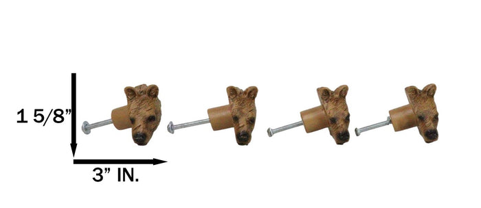 Ebros Gift Set Of 4 Western Rustic Forest Black Bear Faux Wooden Cabinet Door Pull Knobs