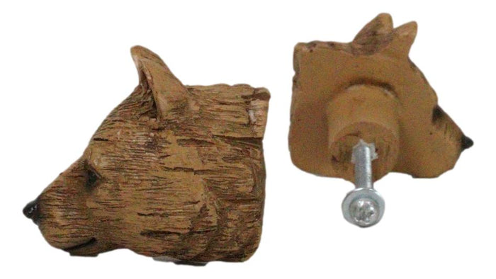 ebros gift Set Of 4 Western Rustic Forest Black Bear Faux Wooden Cabinet Door Pull Knobs