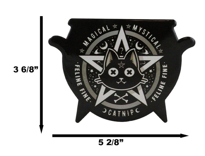 Ebros Gift Set Of 4 Wicca Occult Black Cat Catnip Pentagram Cauldron Ceramic Cork Coasters