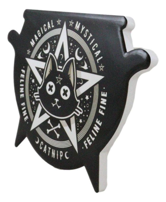 Ebros Gift Set Of 4 Wicca Occult Black Cat Catnip Pentagram Cauldron Ceramic Cork Coasters