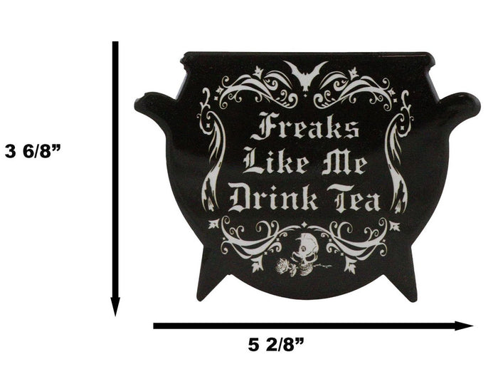 Ebros Gift Set Of 4 Wicca Occult Freaks Bat Skull With Rose Cauldron Ceramic Cork Coasters