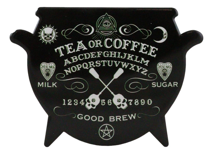 Ebros Gift Set Of 4 Wicca Occult Ouija Spirit Board Cauldron Cork Backed Ceramic Coasters