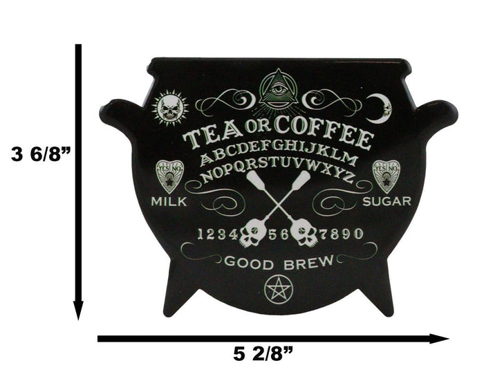 Ebros Gift Set Of 4 Wicca Occult Ouija Spirit Board Cauldron Cork Backed Ceramic Coasters