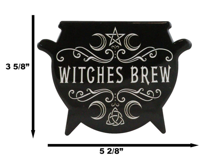 Ebros Gift Set Of 4 Wicca Occult Witches Brew Pentagram Cauldron Ceramic Cork Coasters