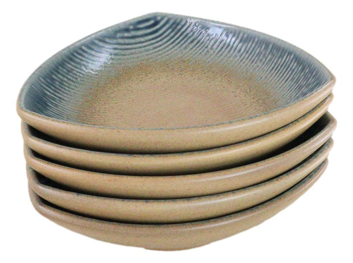Ebros Gift Set Of 5 Blue River Ao Nagashi Appetizer Salad Triangular Deep Serving Plates