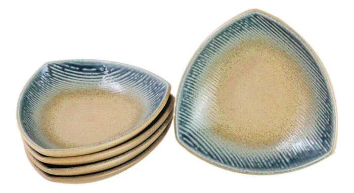 ebros gift Set Of 5 Blue River Ao Nagashi Appetizer Salad Triangular Deep Serving Plates
