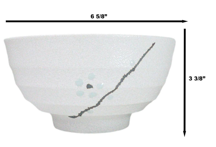 Ebros Gift Set Of 5 Ceramic Yukino Hana Collection Medium Soup Cereal Salad Rice Bowls 24oz