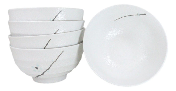 ebros gift Set Of 5 Ceramic Yukino Hana Collection Medium Soup Cereal Salad Rice Bowls 24oz