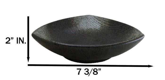 Ebros Gift Set Of 5 Charcoal Grey Hakumu Ceramic Appetizer Salad Triangular Deep Plates