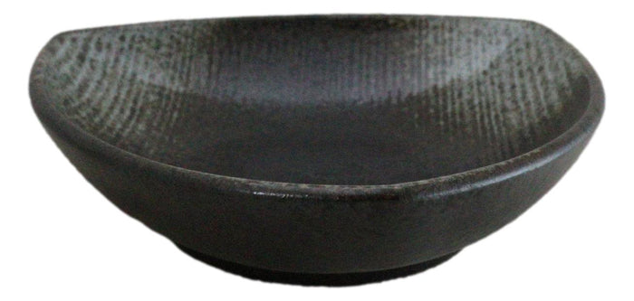 Ebros Gift Set Of 5 Charcoal Grey Hakumu Ceramic Appetizer Salad Triangular Deep Plates