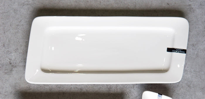 Ebros Gift Set Of 5 Contemporary Rhomboid White Porcelain Serving Platter Plate Dish 15"L