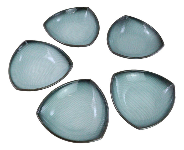 Ebros Gift Set Of 5 Seikai Blue Sky Stars Appetizer Salad Triangular Deep Serving Plates