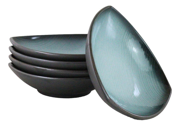 ebros gift Set Of 5 Seikai Blue Sky Stars Appetizer Salad Triangular Deep Serving Plates
