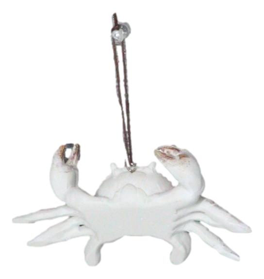 Ebros Gift Set Of 6 Antique White Beach Crabs Ocean Marine Wall Hanger Decor Tree Ornaments
