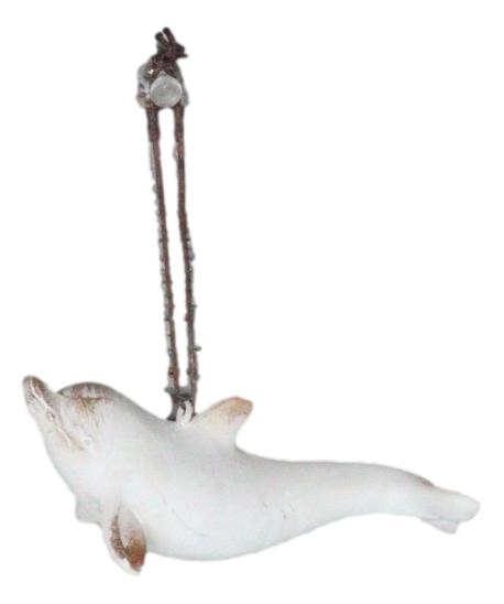 Ebros Gift Set Of 6 Antique White Dolphins Ocean Marine Wall Hanging Decor Tree Ornaments