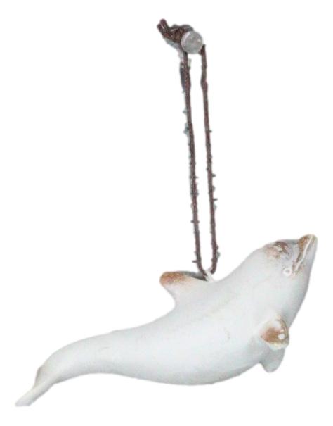 Ebros Gift Set Of 6 Antique White Dolphins Ocean Marine Wall Hanging Decor Tree Ornaments
