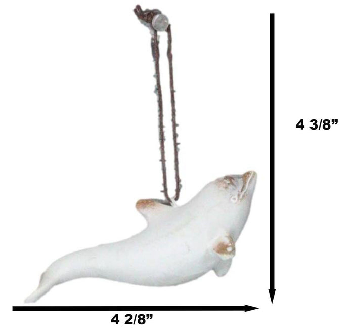Ebros Gift Set Of 6 Antique White Dolphins Ocean Marine Wall Hanging Decor Tree Ornaments