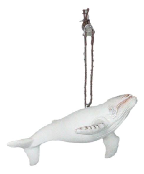 Ebros Gift Set Of 6 Antique White Humpback Whales Ocean Marine Wall Decor Tree Ornaments