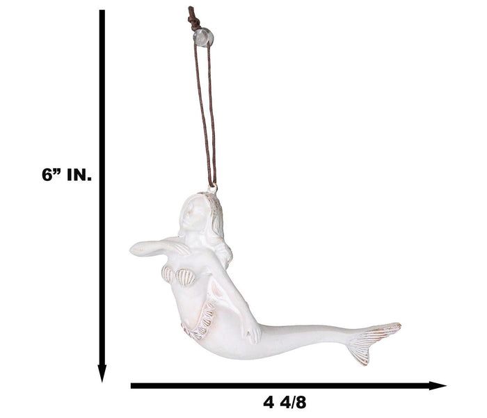 Ebros Gift Set Of 6 Antique White Ocean Marine Mermaid Wall Hanging Decor Tree Ornaments