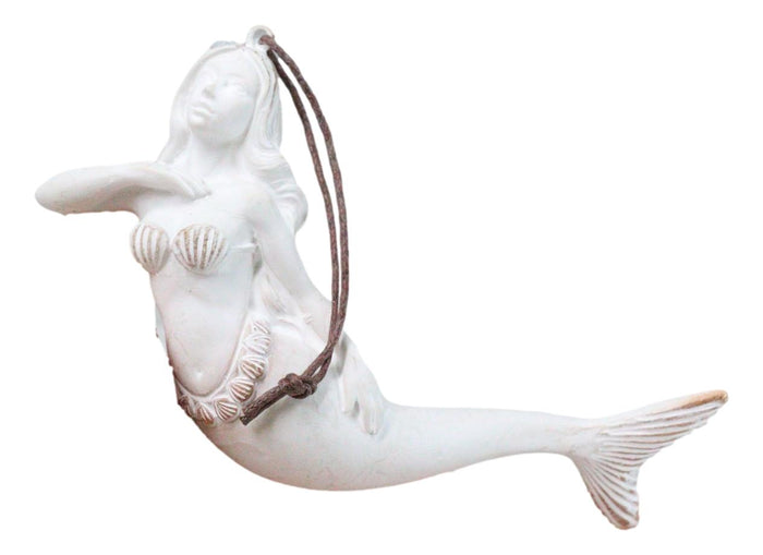 Ebros Gift Set Of 6 Antique White Ocean Marine Mermaid Wall Hanging Decor Tree Ornaments