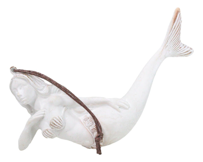 Ebros Gift Set Of 6 Antique White Ocean Marine Mermaid Wall Hanging Decor Tree Ornaments