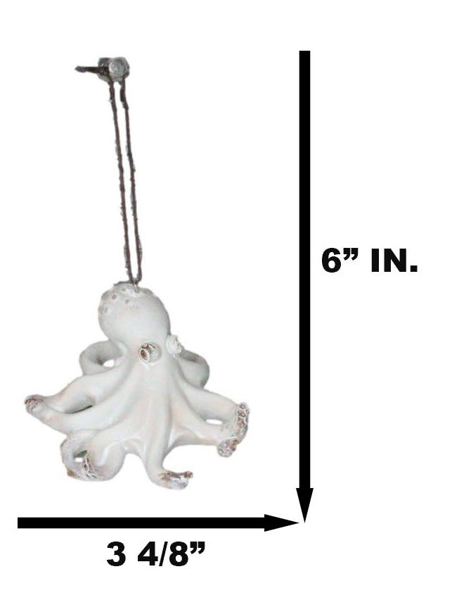 Ebros Gift Set Of 6 Antique White Octopus Ocean Marine Wall Hanging Decor Tree Ornaments