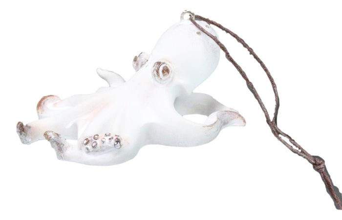 Ebros Gift Set Of 6 Antique White Octopus Ocean Marine Wall Hanging Decor Tree Ornaments