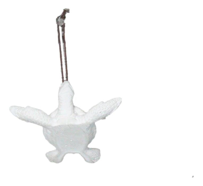 Ebros Gift Set Of 6 Antique White Sea Turtles Ocean Marine Wall Hanger Decor Tree Ornaments