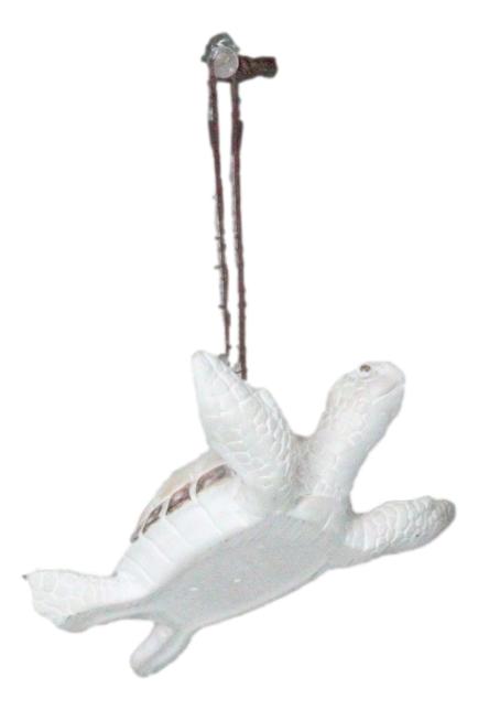 Ebros Gift Set Of 6 Antique White Sea Turtles Ocean Marine Wall Hanger Decor Tree Ornaments