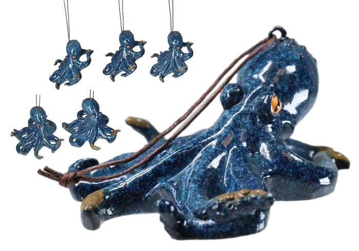 ebros gift Set Of 6 Blue Giant Sea Octopus Ocean Marine Wall Hanging Decor Tree Ornaments