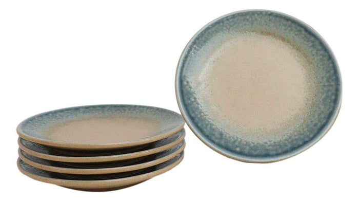Ebros Gift Set Of 6 Blue River Ao Nagashi Round Appetizer Dessert Salad Ceramic Plates 6"D