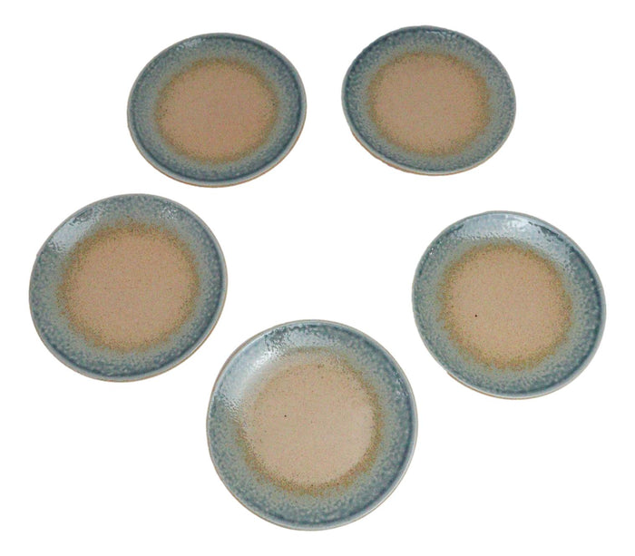 Ebros Gift Set Of 6 Blue River Ao Nagashi Round Appetizer Dessert Salad Ceramic Plates 6"D
