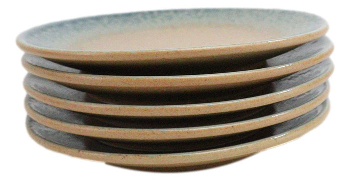 Ebros Gift Set Of 6 Blue River Ao Nagashi Round Appetizer Dessert Salad Ceramic Plates 6"D