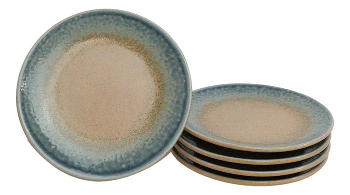 ebros gift Set Of 6 Blue River Ao Nagashi Round Appetizer Dessert Salad Ceramic Plates 6"D
