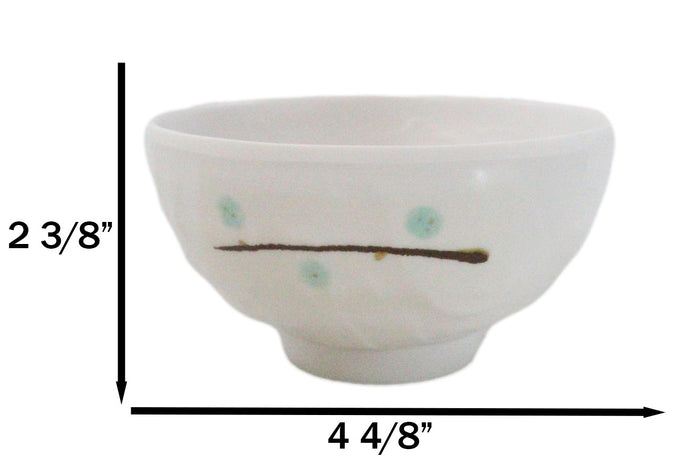 Ebros Gift Set Of 6 Contemporary Yukino Hana Snow Melamine Round Rice Miso Soup Bowls 10oz