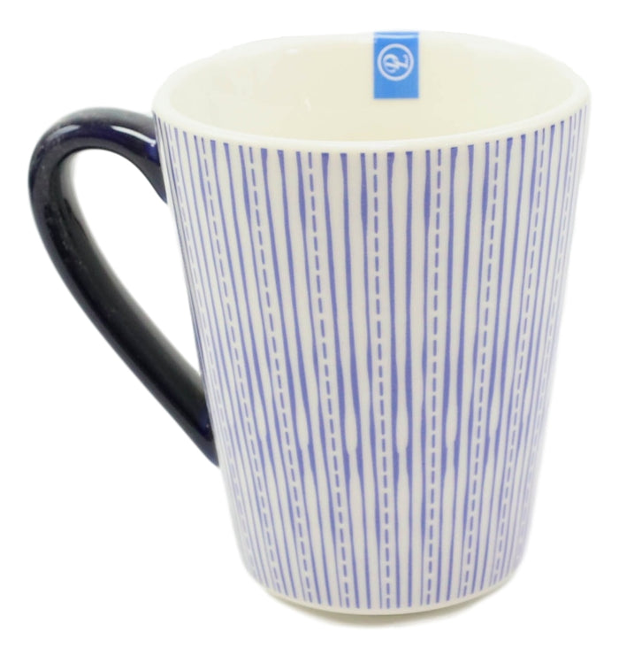 Ebros Gift Set Of 6 Eleanor Blue And White Linear Patterns Contemporary Porcelain Mugs 10oz