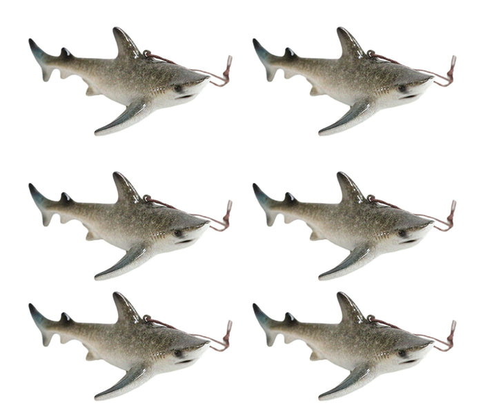 ebros gift Set Of 6 Great White Sharks Ocean Marine Wall Hanging Decor Tree Ornaments