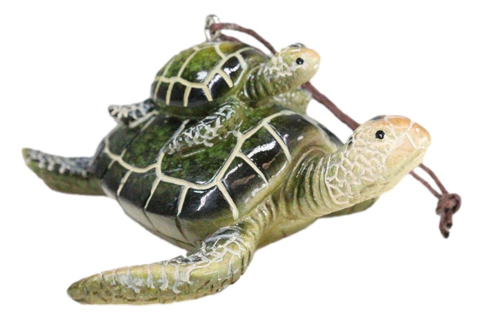 Ebros Gift Set Of 6 Green Mother And Baby Sea Turtles Marine Wall Decor Tree Ornaments