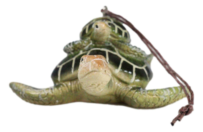 Ebros Gift Set Of 6 Green Mother And Baby Sea Turtles Marine Wall Decor Tree Ornaments