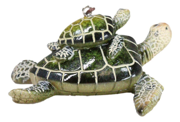 Ebros Gift Set Of 6 Green Mother And Baby Sea Turtles Marine Wall Decor Tree Ornaments
