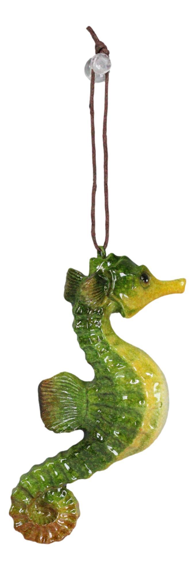 Ebros Gift Set Of 6 Green Seahorses Ocean Marine Beach Wall Hanging Decor Tree Ornaments