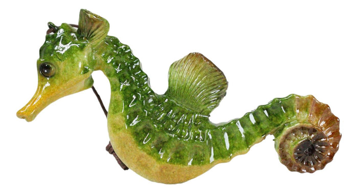 Ebros Gift Set Of 6 Green Seahorses Ocean Marine Beach Wall Hanging Decor Tree Ornaments