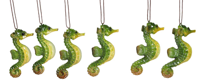 ebros gift Set Of 6 Green Seahorses Ocean Marine Beach Wall Hanging Decor Tree Ornaments