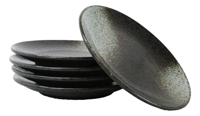 Ebros Gift Set Of 6 Grey Tone Hakumu Round Appetizer Dessert Salad Ceramic Plates 6"D